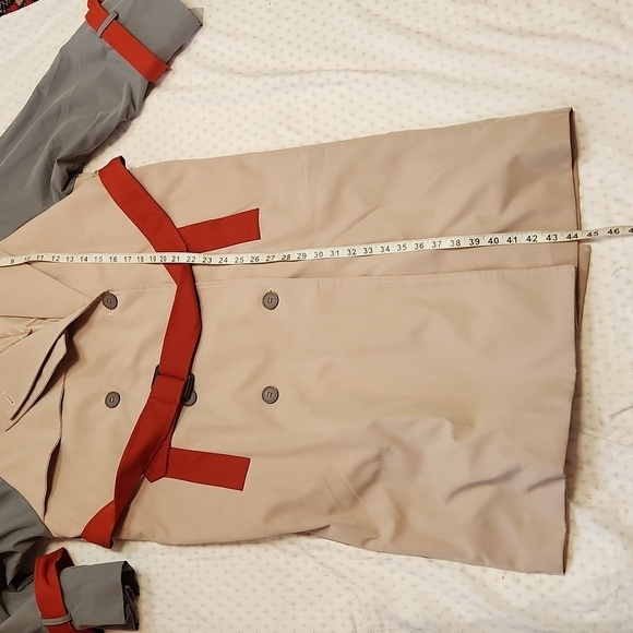 NWT Vicky and Lucas color block double-breasted trench coat sz L midi - Picture 10 of 14